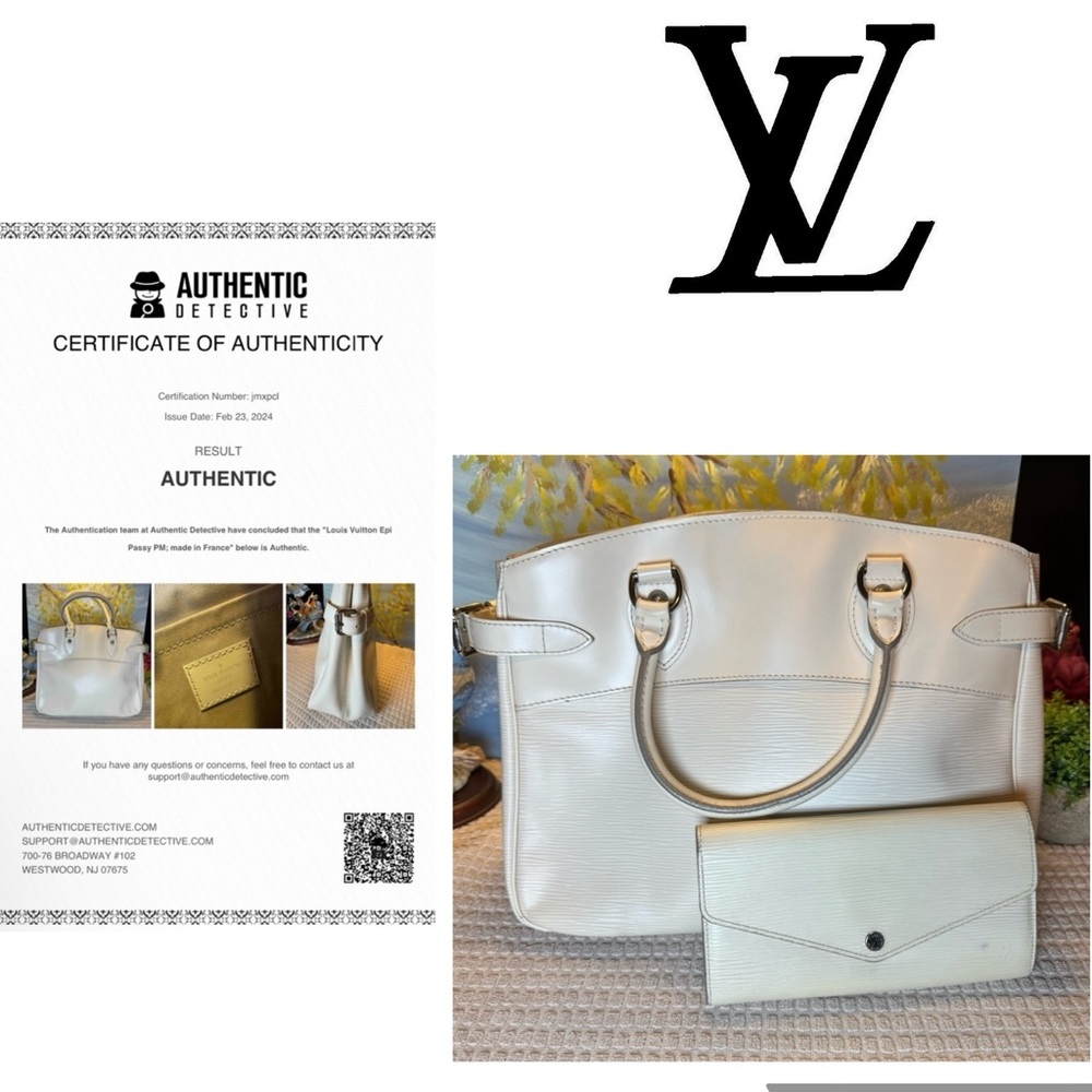Louis Vuitton Epi Passy PM Bag and Sarah Envelope Wallet White - Pearl s…